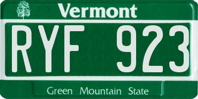 VT license plate RYF923