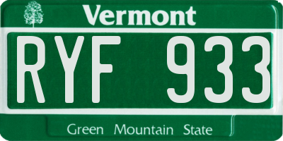 VT license plate RYF933