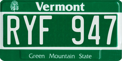 VT license plate RYF947