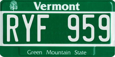 VT license plate RYF959