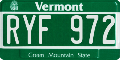 VT license plate RYF972