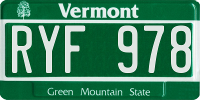 VT license plate RYF978