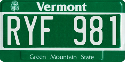 VT license plate RYF981