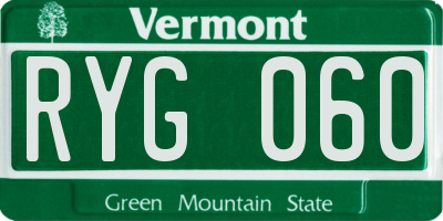 VT license plate RYG060