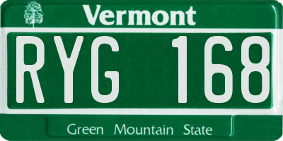 VT license plate RYG168