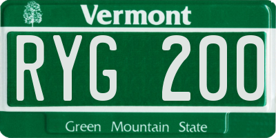 VT license plate RYG200