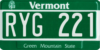 VT license plate RYG221