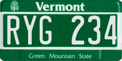 VT license plate RYG234