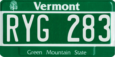 VT license plate RYG283