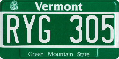 VT license plate RYG305