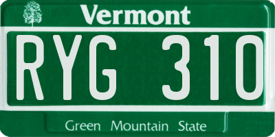 VT license plate RYG310
