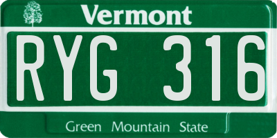 VT license plate RYG316