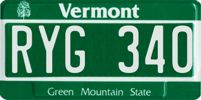 VT license plate RYG340
