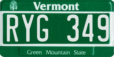 VT license plate RYG349