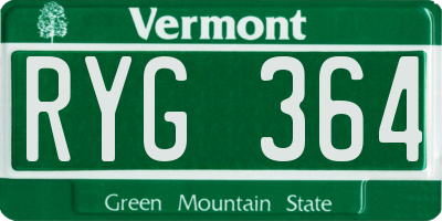 VT license plate RYG364