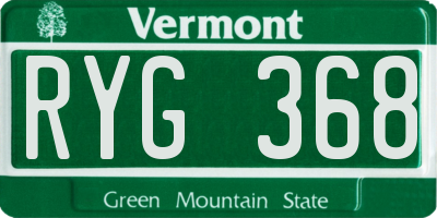 VT license plate RYG368