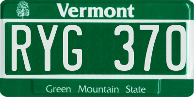 VT license plate RYG370
