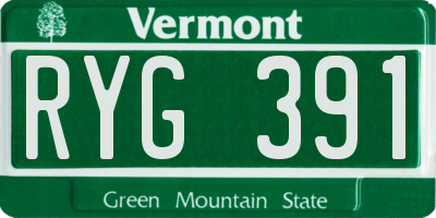 VT license plate RYG391