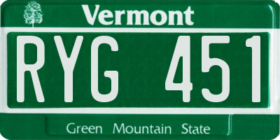 VT license plate RYG451