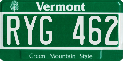 VT license plate RYG462