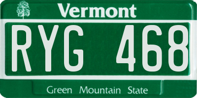 VT license plate RYG468