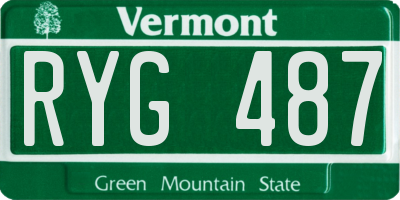 VT license plate RYG487