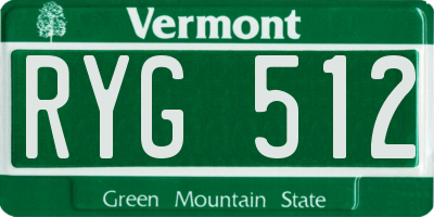 VT license plate RYG512