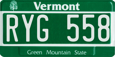 VT license plate RYG558