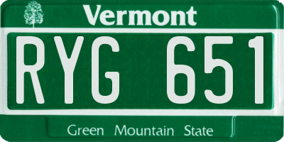 VT license plate RYG651