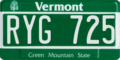 VT license plate RYG725