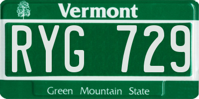 VT license plate RYG729