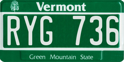 VT license plate RYG736