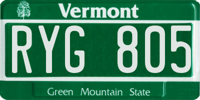 VT license plate RYG805