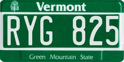 VT license plate RYG825