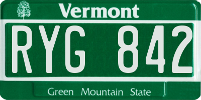 VT license plate RYG842