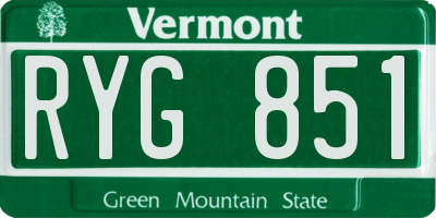 VT license plate RYG851