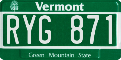VT license plate RYG871
