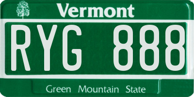 VT license plate RYG888