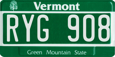 VT license plate RYG908