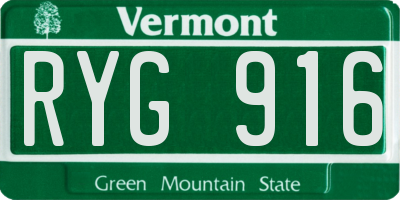 VT license plate RYG916