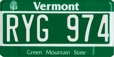 VT license plate RYG974
