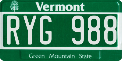 VT license plate RYG988