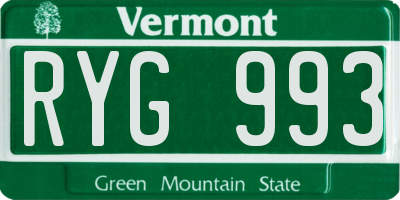 VT license plate RYG993