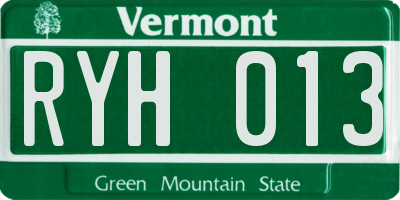 VT license plate RYH013