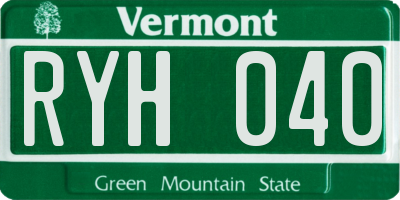 VT license plate RYH040