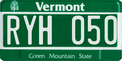 VT license plate RYH050