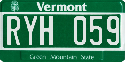 VT license plate RYH059