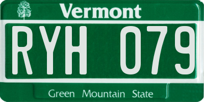VT license plate RYH079