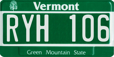 VT license plate RYH106