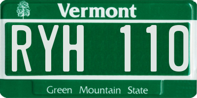 VT license plate RYH110